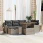 Preview: ARDEBO.de - 7-teiliges Garten-Sofa-Set mit Kissen Grau Poly Rattan