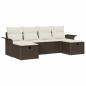 Preview: 6-teilige Garten Sofa Set mit Kissen Braun Poly Rattan