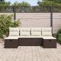 Preview: 6-teilige Garten Sofa Set mit Kissen Braun Poly Rattan
