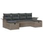 Preview: 6-teilige Garten Sofa Set mit Kissen Graues Poly Rattan