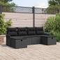 Preview: ARDEBO.de - Garten-Sofa-Set mit Kissen 6 pcs Schwarz Poly Rattan