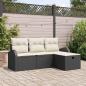 Preview: ARDEBO.de - 4-teiliges Garten Sofa Set mit Kissen Schwarz Poly Rattan