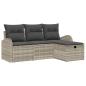 Preview: 4-teiliges Garten-Sofa-Set mit Kissen Hellgrau Poly-Rattan