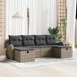 Preview: ARDEBO.de - 6-teiliges Garten-Sofa-Set mit Kissen, graues Poly-Rattan