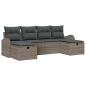 Preview: 6-teiliges Garten-Sofa-Set mit Kissen, graues Poly-Rattan