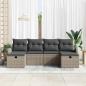 Preview: 6-teiliges Garten-Sofa-Set mit Kissen, graues Poly-Rattan