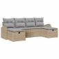 Preview: 6-teiliges Garten Sofa Set mit Kissen Beige Poly Rattan
