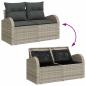 Preview: 6-teiliges Garten Sofa Set mit Kissen Hellgrau Poly Rattan