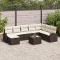 Preview: ARDEBO.de - 9-teiliges Garten-Sofa-Set mit Kissen in Braun Poly-Rattan