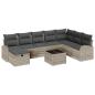 Preview: 9-teiliges Garten Sofa Set mit Kissen Hellgrau Poly Rattan