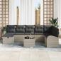 Preview: 9-teiliges Garten Sofa Set mit Kissen Hellgrau Poly Rattan