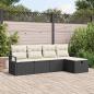 Preview: ARDEBO.de - 5-teiliges Garten Sofa Set mit Kissen Schwarz Poly Rattan