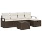 Preview: 6-teiliges Garten-Sofa-Set mit Kissen Braun Poly-Rattan
