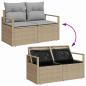 Preview: 6-teiliges Gartensofa Set mit Kissen Beige Poly Rattan