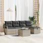 Preview: ARDEBO.de - 6-teiliges Garten-Sofa-Set mit Kissen Hellgrau Poly-Rattan