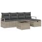 Preview: 6-teiliges Garten-Sofa-Set mit Kissen Hellgrau Poly-Rattan