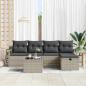 Preview: 6-teiliges Garten-Sofa-Set mit Kissen Hellgrau Poly-Rattan