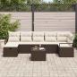 Preview: 8-teiliges Garten Sofa Set mit Kissen in Braun aus Poly Rattan