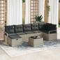 Preview: ARDEBO.de - 8-teiliges Garten-Sofa-Set mit Kissen in Hellgrau Poly Rattan
