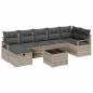 Preview: 8-teiliges Garten-Sofa-Set mit Kissen in Hellgrau Poly Rattan