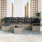 Preview: 8-teiliges Garten-Sofa-Set mit Kissen in Hellgrau Poly Rattan