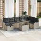 Preview: ARDEBO.de - 9-teiliges Garten-Sofa-Set mit Kissen Hellgrau Poly-Rattan
