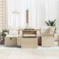 Preview: 7-teiliges Garten Sofa Set mit Kissen Beige Poly-Rattan