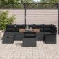 Preview: ARDEBO.de - 8-teiliges Garten Sofa Set mit Kissen Schwarz Poly Rattan