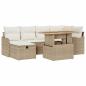 Preview: 7-teiliges Garten Sofa Set mit Kissen Beige Poly Rattan