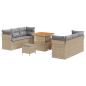 Preview: 9-teiliges Garten Sofa Set mit Kissen Beige Poly Rattan Akazie