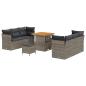 Preview: 9-teiliges Garten-Sofa-Set mit Kissen Grau Poly-Rattan Akazie