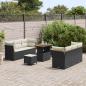 Preview: 9-teiliges Garten Sofa Set mit Kissen Schwarz Poly-Rattan Akazie