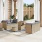 Preview: ARDEBO.de - 9-teiliges Garten Sofa Set mit Kissen Beige Poly Rattan Akazie