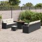 Preview: 10-teiliges Garten Sofa Set mit Kissen Schwarz Poly Rattan Akazie