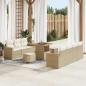 Preview: ARDEBO.de - 10-teiliges Garten Sofa Set mit Kissen Beige Poly Rattan Akazie
