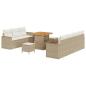 Preview: 10-teiliges Garten Sofa Set mit Kissen Beige Poly Rattan Akazie