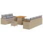 Preview: 10-teiliges Garten-Sofa-Set mit Kissen Beige Poly Rattan Akazie