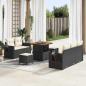 Preview: ARDEBO.de - 8-teiliges Garten Sofa Set mit Kissen Schwarz Poly Rattan Akazie