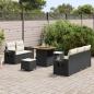 Preview: 8-teiliges Garten Sofa Set mit Kissen Schwarz Poly Rattan Akazie