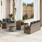 Preview: ARDEBO.de - 8-teiliges Garten Sofa Set mit Kissen Grau Poly Rattan Akazie