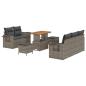 Preview: 8-teiliges Garten Sofa Set mit Kissen Grau Poly Rattan Akazie