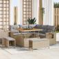 Preview: ARDEBO.de - 8-teiliges Garten Sofa Set mit Kissen Beige Poly Rattan Akazie