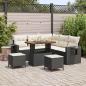 Preview: ARDEBO.de - 8-teiliges Garten Sofa Set mit Kissen Schwarz Poly Rattan Akazie