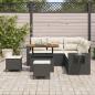 Preview: 8-teiliges Garten Sofa Set mit Kissen Schwarz Poly Rattan Akazie