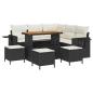 Preview: 9-teiliges Garten Sofa Set mit Kissen Schwarz Poly Rattan Akazie
