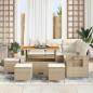 Preview: 9-teiliges Garten Sofa Set mit Kissen Beige Poly Rattan Akazie