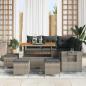 Preview: ARDEBO.de - 9-teiliges Garten Sofa Set mit Kissen Grau Poly Rattan Akazie