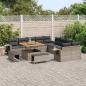 Preview: 13-teiliges Garten Sofa Set mit Kissen Grau Poly Rattan Akazie