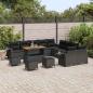 Preview: 14-teilige Garten-Sofa-Set mit Kissen Schwarz Poly-Rattan Akazie