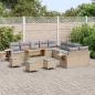 Preview: 14-teilige Garten Sofa Set mit Kissen Beige Poly Rattan Akazie